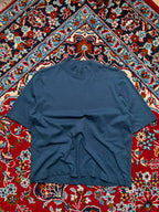Zara Slate Blue Mock Neck Ribbed Relaxed Fit High Collar TEE - L