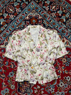 Vintage Japanese Floral Short Sleeve Blouse  - M