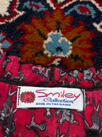 Smiley Collection Red Graphic Print Ruffled Sleeveless Blouse - M