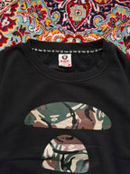 AAPE By A Bathing Black Camo Crewneck Sweatshirt - XL