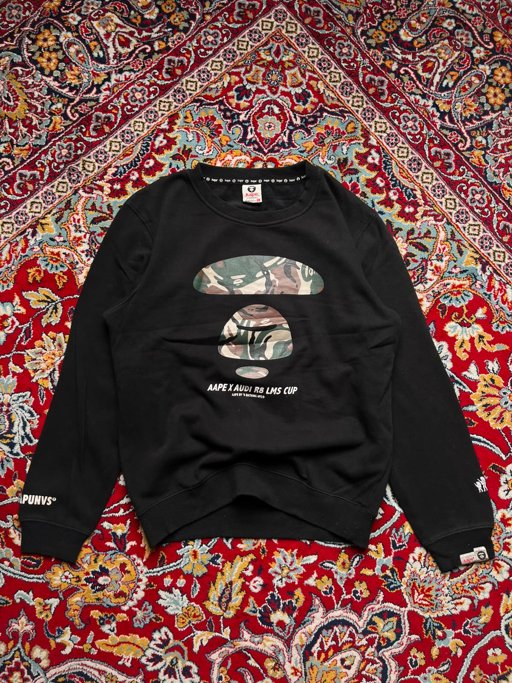 AAPE By A Bathing Black Camo Crewneck Sweatshirt - XL