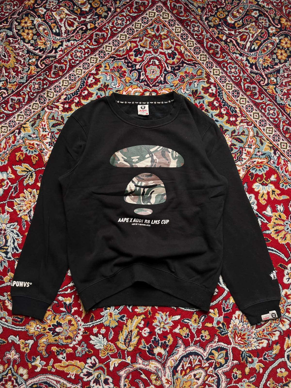 AAPE By A Bathing Black Camo Crewneck Sweatshirt - XL