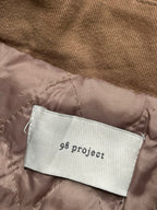 98 Project Korean Style Tan Quilted Lined Button Up Utility Chore JACKET - L