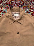 98 Project Korean Style Tan Quilted Lined Button Up Utility Chore JACKET - L