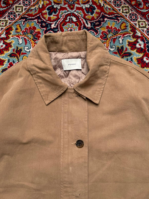 98 Project Korean Style Tan Quilted Lined Button Up Utility Chore JACKET - L