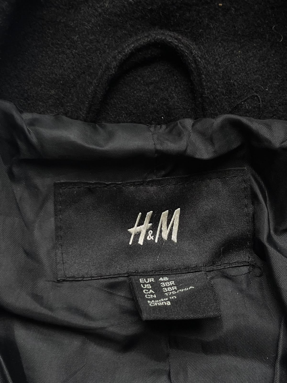H&M Black Wool Military Field Multi Pocket JACKET - L