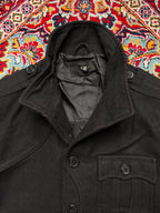 H&M Black Wool Military Field Multi Pocket JACKET - L