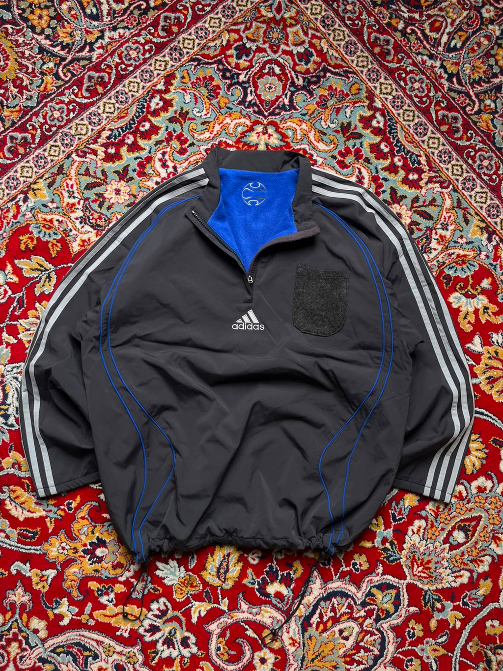 Adidas Quarter Zip Fleece Pullover Windbreaker JACKET  - L