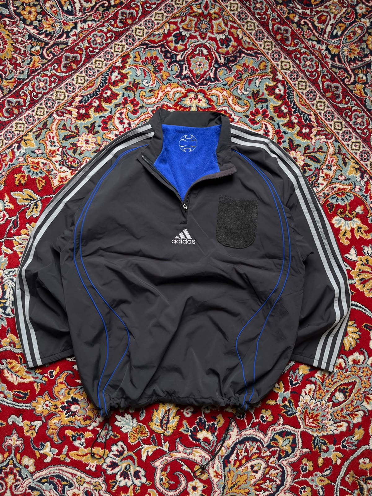 Adidas Quarter Zip Fleece Pullover Windbreaker JACKET  - L