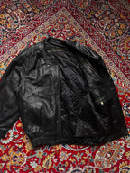 Vintage Guy Dray Paris Black Quilted Lined Leather JACKET - XL
