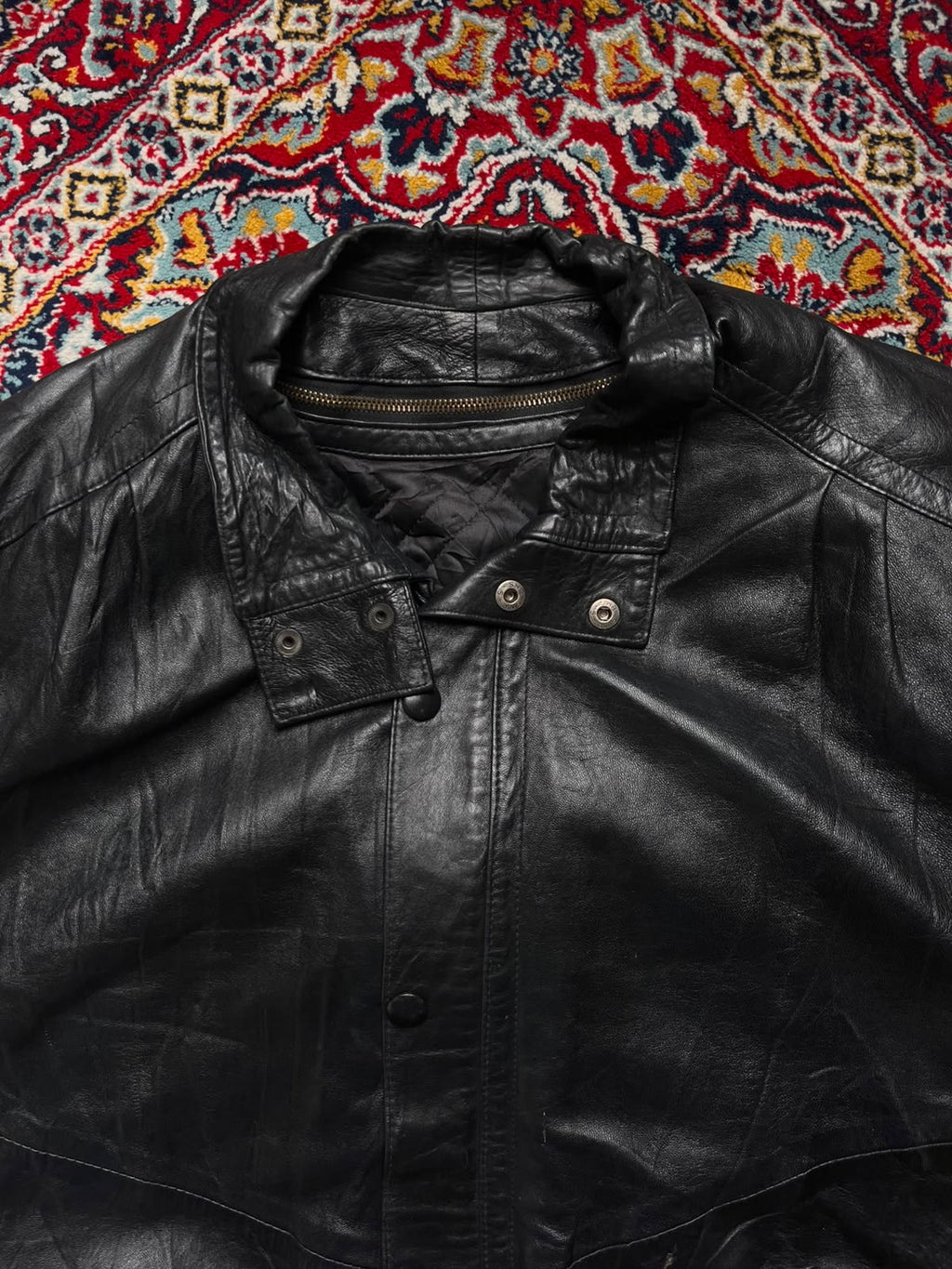 Vintage Guy Dray Paris Black Quilted Lined Leather JACKET - XL