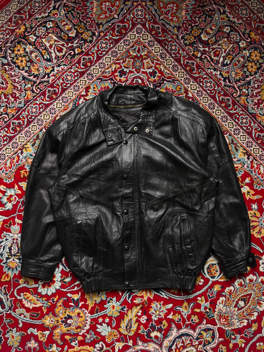 Vintage Guy Dray Paris Black Quilted Lined Leather JACKET - XL