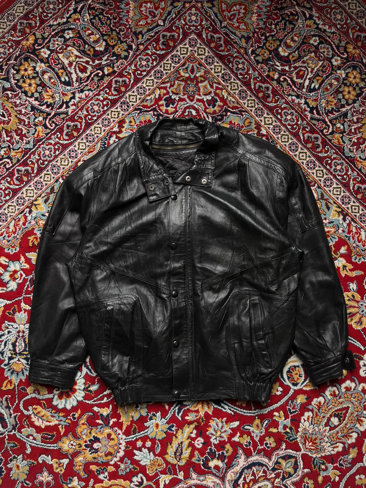 Vintage Guy Dray Paris Black Quilted Lined Leather JACKET - XL