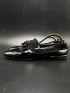Cesare Paciotti Mens Black Patent Leather Suede Tassel Kiltie Loafers - 41