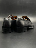 BALLY Mens Black Leather Apron Toe Slip On Loafers