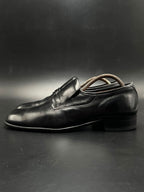 BALLY Mens Black Leather Apron Toe Slip On Loafers