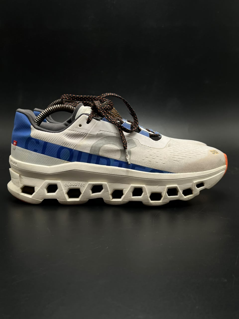 On Cloud Running Cloudmonster  White Blue Orange - 41