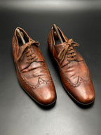 GUCCI Mens Brown Distressed Leather Wingtip Brogue Oxford loafers - 43