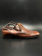 GUCCI Mens Brown Distressed Leather Wingtip Brogue Oxford loafers - 43