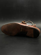 GUCCI Mens Brown Distressed Leather Wingtip Brogue Oxford loafers - 43