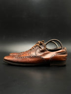 GUCCI Mens Brown Distressed Leather Wingtip Brogue Oxford loafers - 43