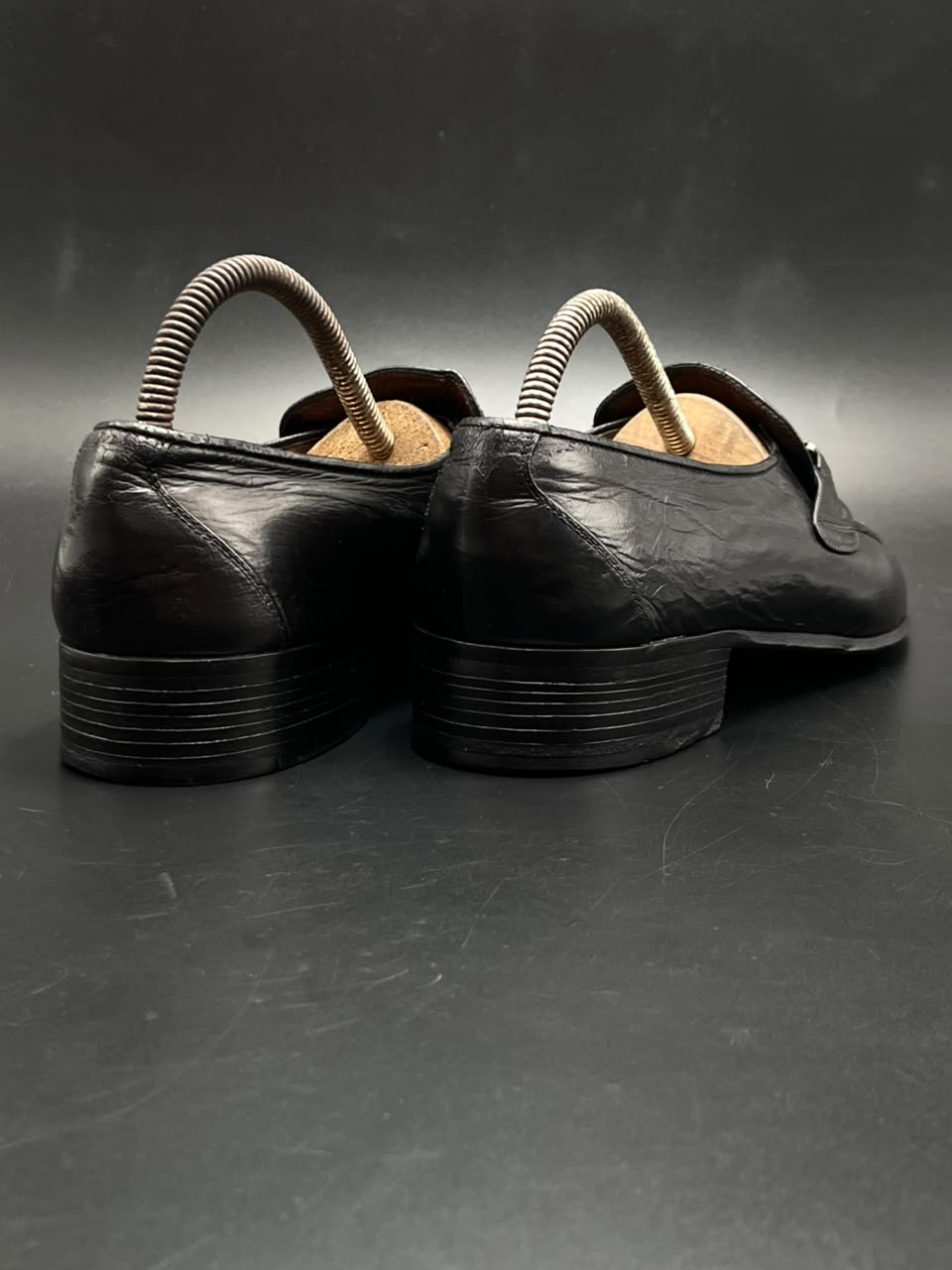 GUCCI Black Interlocking G Apron Toe Slip On Loafers - 41