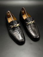 GUCCI Black Interlocking G Apron Toe Slip On Loafers - 41