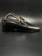 GUCCI Black Interlocking G Apron Toe Slip On Loafers - 41