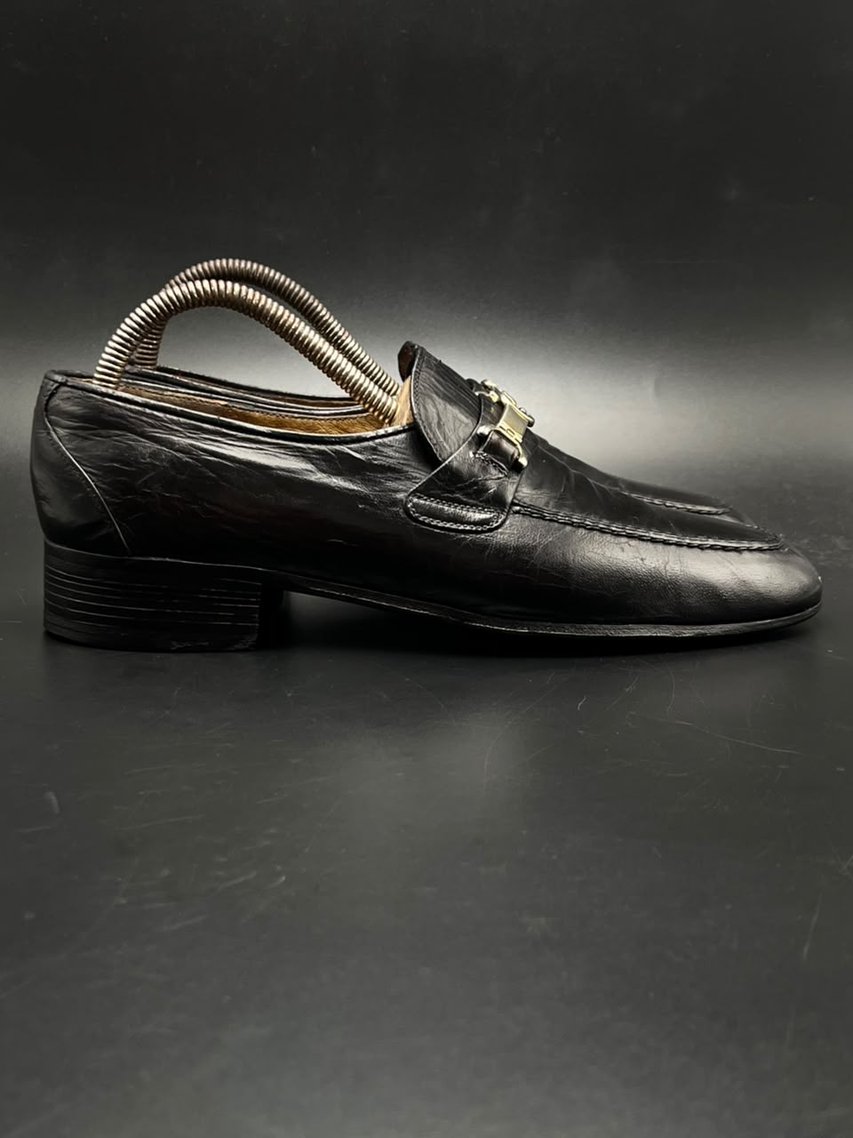 GUCCI Black Interlocking G Apron Toe Slip On Loafers - 41