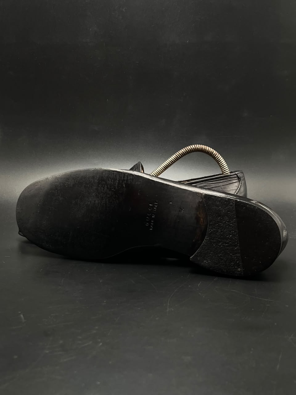 GUCCI Black Interlocking G Apron Toe Slip On Loafers - 41