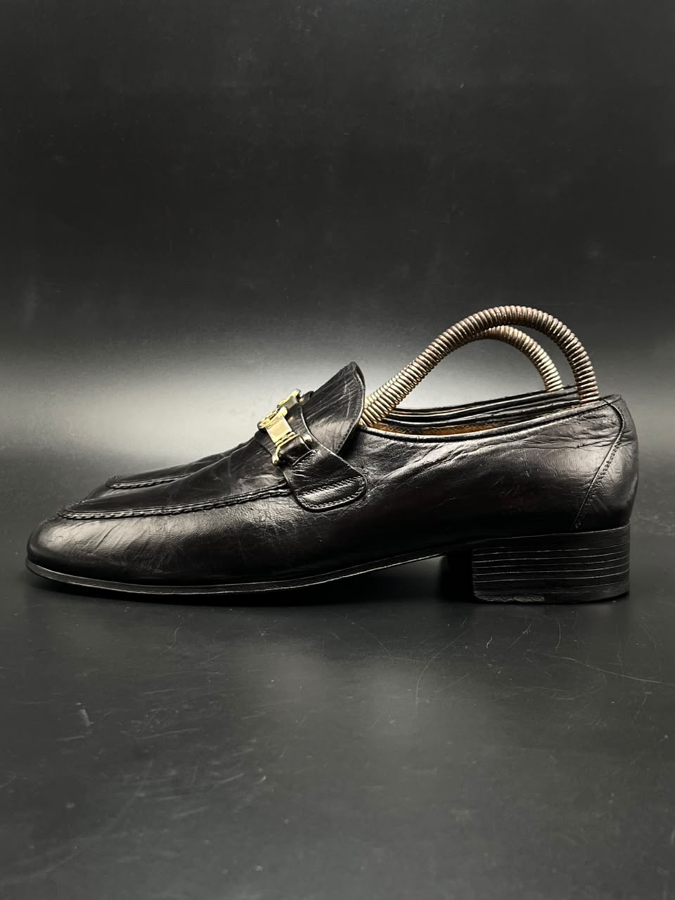 GUCCI Black Interlocking G Apron Toe Slip On Loafers - 41