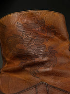 MARK NASON Mens Dragon Embossed Square Toe Side Zip Ankle Boots - 43