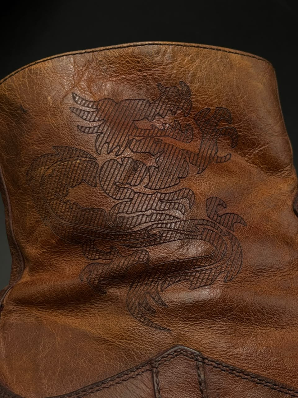 MARK NASON Mens Dragon Embossed Square Toe Side Zip Ankle Boots - 43