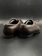 GUCCI Dark Brown Cap Toe Oxford Loafers Pebbled Leather