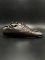 GUCCI Dark Brown Cap Toe Oxford Loafers Pebbled Leather