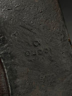GUCCI Dark Brown Cap Toe Oxford Loafers Pebbled Leather