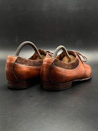 GUCCI Mens Brown Burnished Leather Suede Plain Toe Derbys - 41