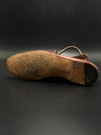 GUCCI Mens Brown Burnished Leather Suede Plain Toe Derbys - 41