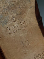 GUCCI Mens Brown Burnished Leather Suede Plain Toe Derbys - 41