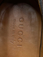 GUCCI Mens Brown Burnished Leather Suede Plain Toe Derbys - 41