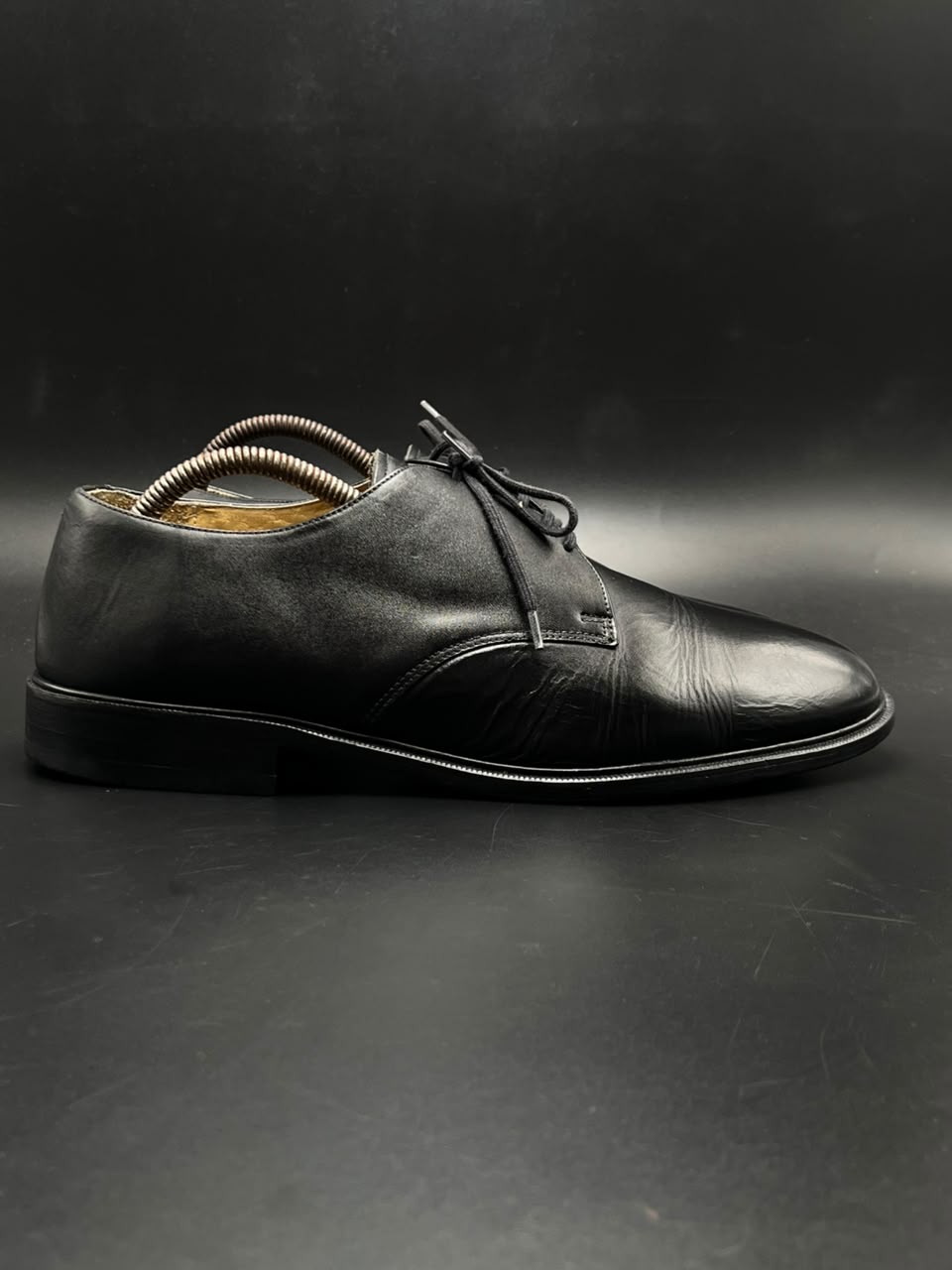 BALLY Black Leather Plain Toe Derby Oxford Loafers