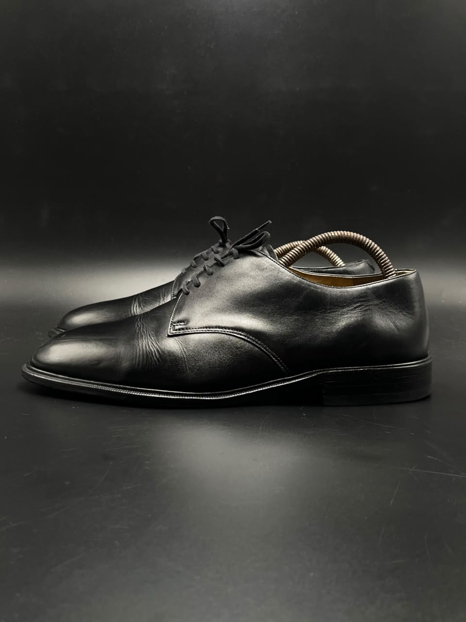 BALLY Black Leather Plain Toe Derby Oxford Loafers