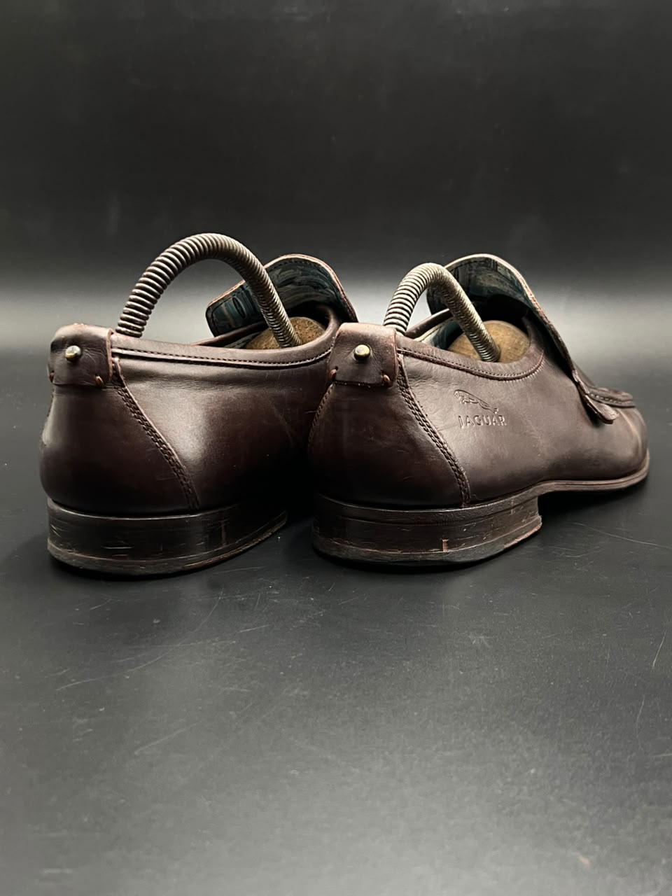 JAGUAR Mens Brown Leather  Handmade Slip On Loafers - 42
