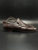 JAGUAR Mens Brown Leather  Handmade Slip On Loafers - 42