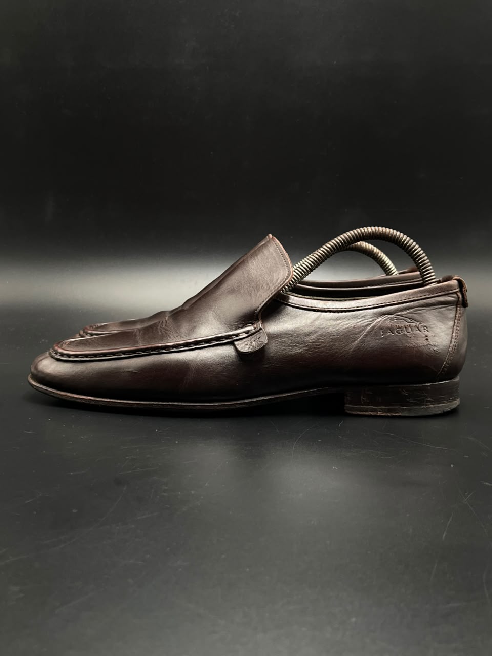 JAGUAR Mens Brown Leather  Handmade Slip On Loafers - 42