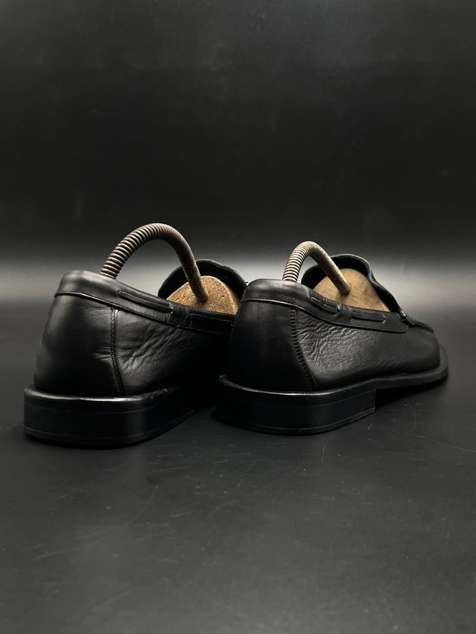 MARIO FAGNI Sport Black Leather Slip On Loafers - 41