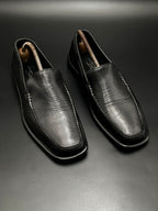 MARIO FAGNI Sport Black Leather Slip On Loafers - 41