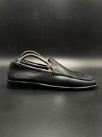 MARIO FAGNI Sport Black Leather Slip On Loafers - 41