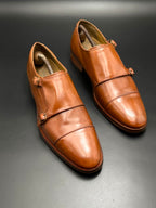 COLE HAAN Grandos Tan Leather Double Monk Strap Loafers - 45