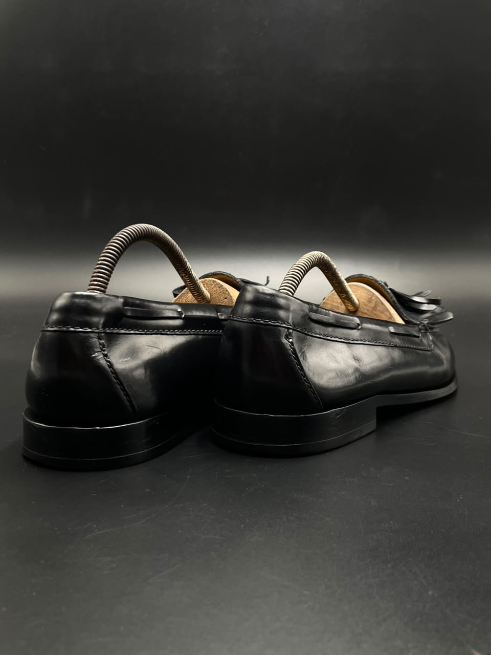 COLE HAAN Mens Black Leather Tassel Kiltie Loafers- 43.5